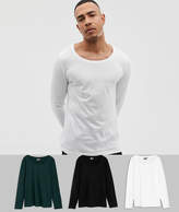 Thumbnail for your product : ASOS Design Tall Long Sleeve T-Shirt With Scoop Neck 3 Pack Save