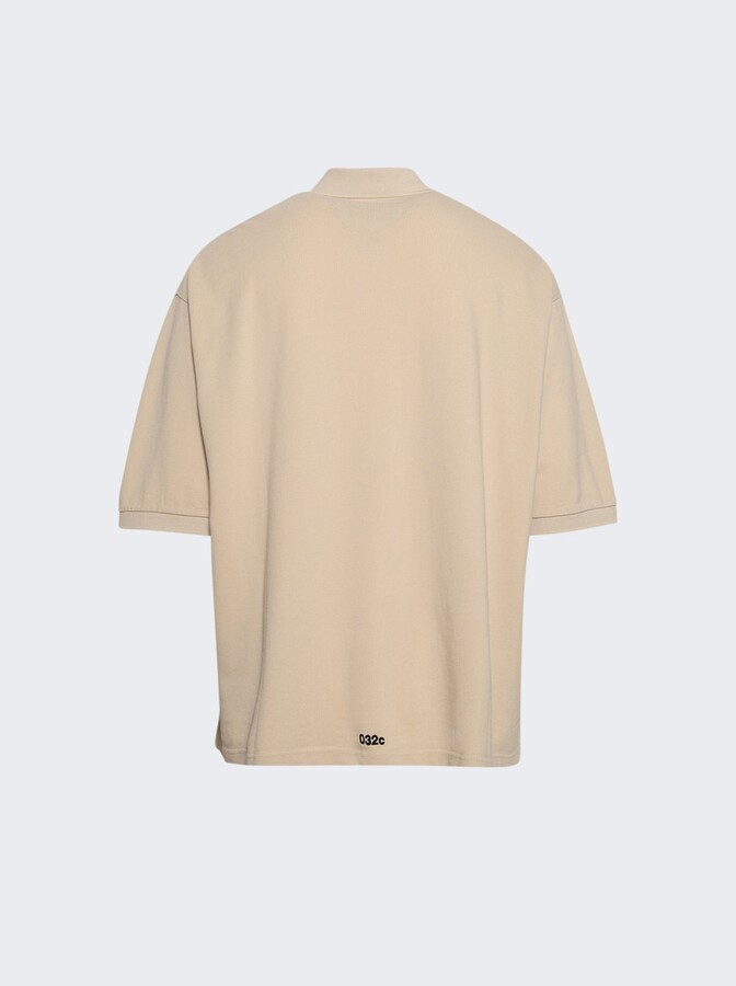 032c Fainting Cross Oversized Polo Shirt Sand