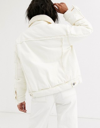 Sixth June oversized denim jacket with sherpa lining