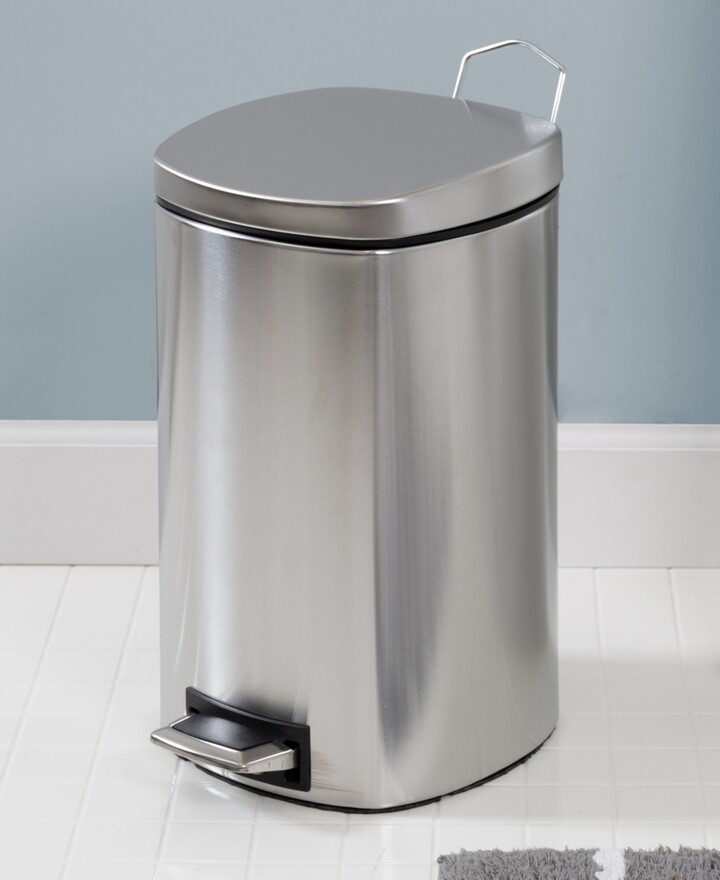 HoneyCanDo 12Liter Square Stainless Steel Step Trash Can with Lid