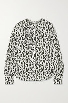 Thumbnail for your product : Jason Wu Collection Ruffled Leopard-print Stretch-crepe Blouse - White