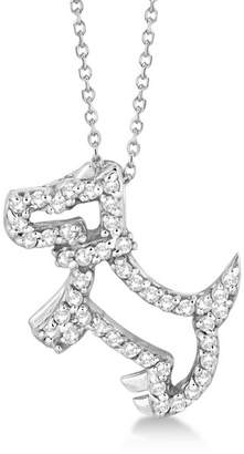 TheJewelryMaster Diamond Dog Pendant Necklace Pave-Set 14K White Gold (0.22ct)