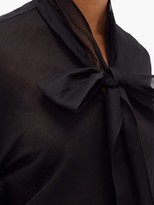 Thumbnail for your product : ÀCHEVAL PAMPA Chiquita Pussy-bow Cotton-voile Blouse - Black