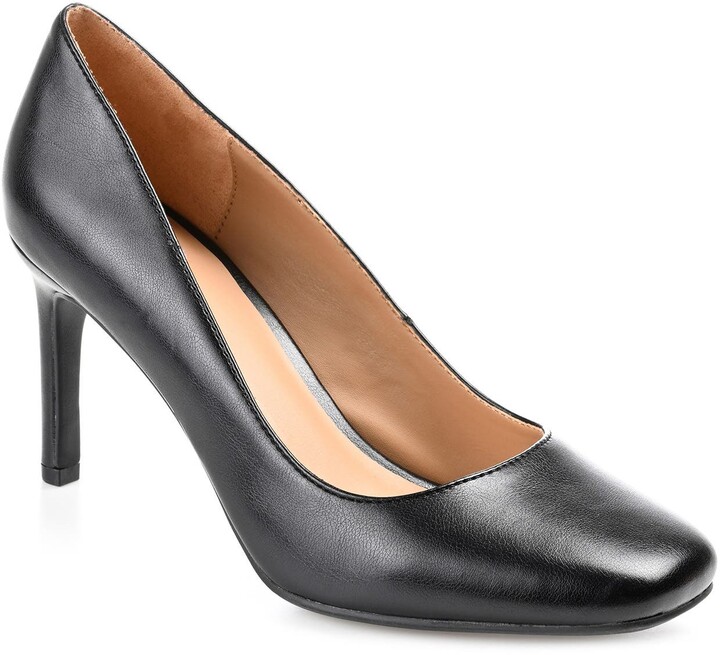 black round toe high heels