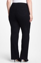 Thumbnail for your product : NYDJ 'Hayden' Embroidered Pocket Stretch Straight Leg Jeans (Black) (Plus Size)