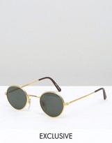 Thumbnail for your product : Reclaimed Vintage Inspired Round Retro Sunglasses With Black Frame