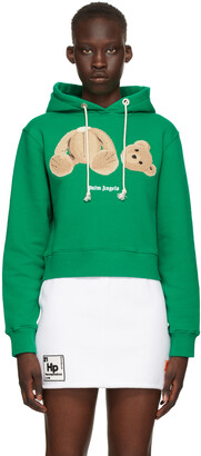 Palm Angels Green Bear Fitted Hoodie