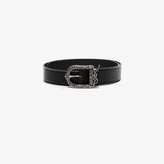 Saint Laurent Black Logo Buckle Leather Belt