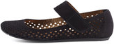 Thumbnail for your product : Pedro Garcia Ylenia Perforated Suede Mary Jane Flat, Black