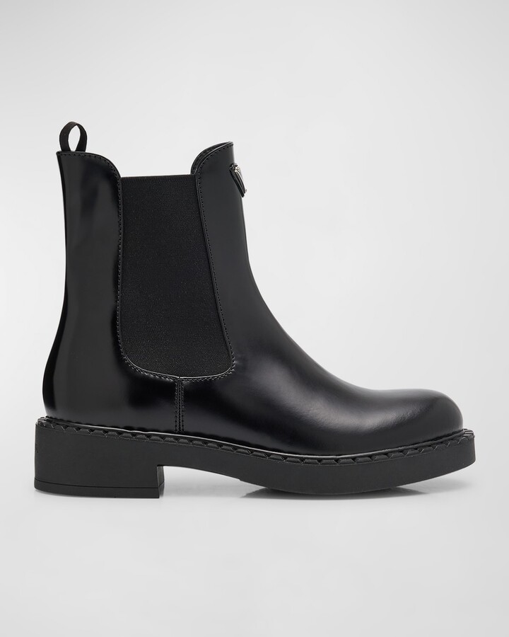 Prada Chocolate Calfskin Chelsea Ankle Boots