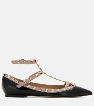 Valentino Garavani Rockstud patent leather ballet flats - ShopStyle
