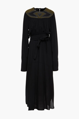 Stella McCartney Embroidered Faux Suede-paneled Crepe Dress