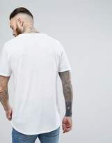 Thumbnail for your product : ASOS Design DESIGN relaxed longline t-shirt with raw scoop neck and curve hem in linen mix in white