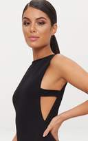 Thumbnail for your product : PrettyLittleThing Black Side Strap Detail Extreme Split Midi Dress