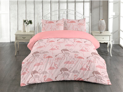 Ambesonne Tropical Duvet Cover Set Flamingo Pattern Exotic Blush Pastel Pink