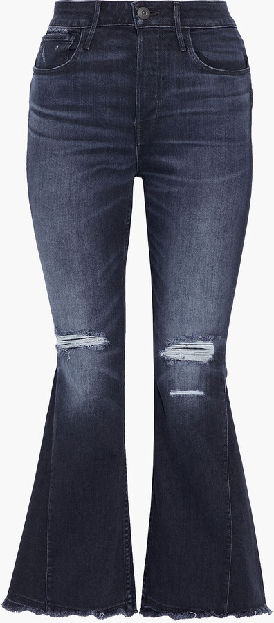 3X1 NYC W3 Higher Ground Gusset Crop distressed high-rise kick-flare jeans