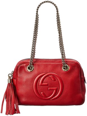 Gucci Red Leather Square Chain Soho (Authentic Pre-Owned) ShopStyle