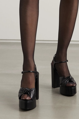Saint Laurent Bianca Knotted Leather Platform Sandals