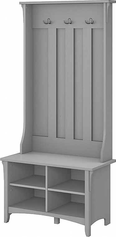 Bush Furniture Salinas Hall Tree with Storage Bench, Cape Cod Gray (SAL001CG)