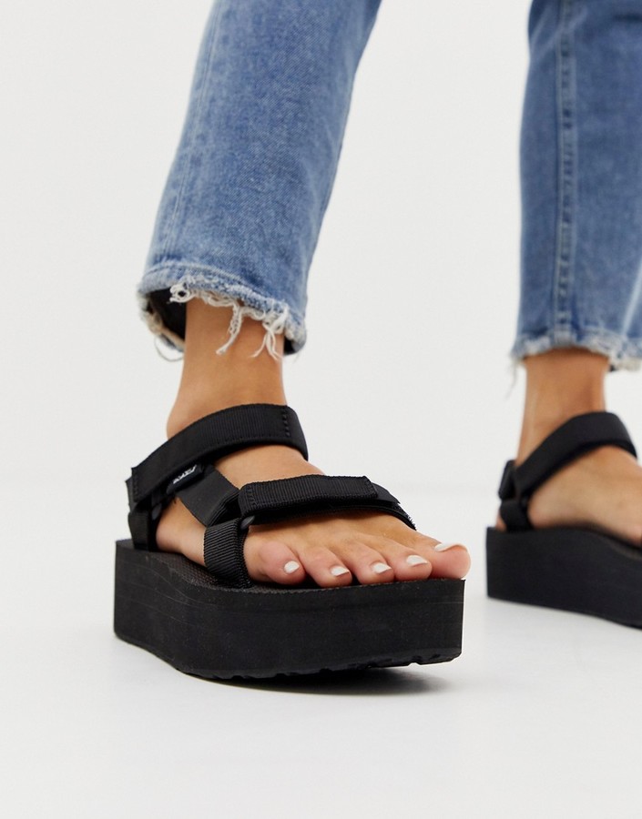 Teva flatform universal chunky sandals in black - ShopStyle