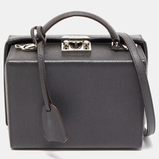 Mark Cross Grace Box Bag Leather Small Gray 1505621