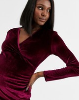 Thumbnail for your product : Blume Maternity exclusive velvet wrap front stretch midi dress in wine
