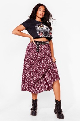 Nasty Gal Womens Plus Size Flowy Floral Midi Skirt - Red - 26