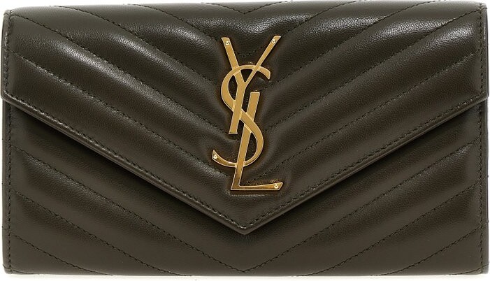 Saint Laurent - monogram-plaque Leather Quilted Wallet on Chain