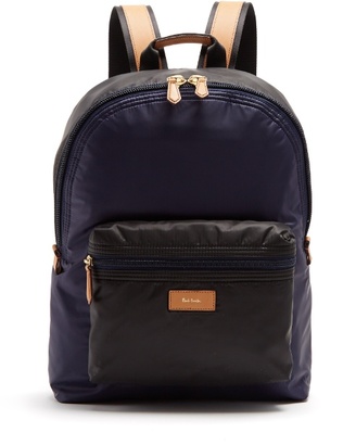 Paul Smith Tri-colour leather-trimmed nylon backpack