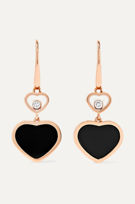 Shop Chopard Chopard x 007 Happy Hearts  Golden Hearts 18K Rose Gold   Diamond Pavé Limited Edition Drop Earrings  Saks Fifth Avenue