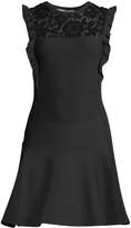 Thumbnail for your product : Valentino Sleeveless Fit-and-Flare Knit Dress w/ Lace Insert