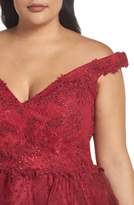 Thumbnail for your product : Mac Duggal Off the Shoulder Swiss Dot Party Dress