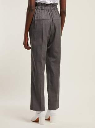 Helmut Lang High Rise Wool Twill Trousers - Womens - Grey
