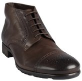 Thumbnail for your product : Prada dark chocolate leather tooled trim lace-up chukkas