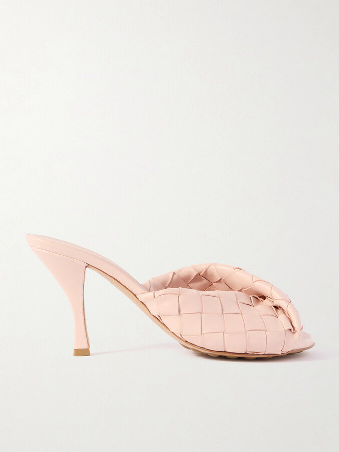 Bottega Veneta Blink Twisted Intrecciato Leather Mules - Pink