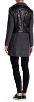 Thumbnail for your product : Mackage Genuine Leather Trim Drape Front Wool Blend Coat