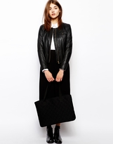 Thumbnail for your product : BZR Leather Collarless Bomber