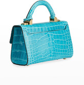 Thumbnail for your product : Stalvey Alligator 24K Gold 2.0 Small Top-Handle Bag, Sky