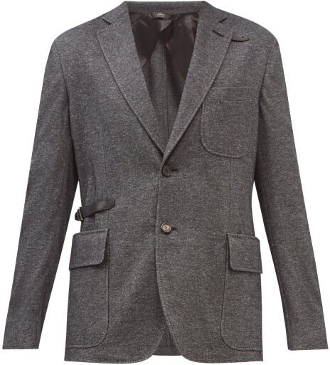 Brioni Travel Belted Cashmere-blend Flannel Blazer - Dark Grey - ShopStyle