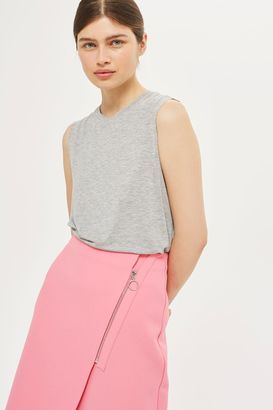 Topshop Asymmetric zip midi skirt