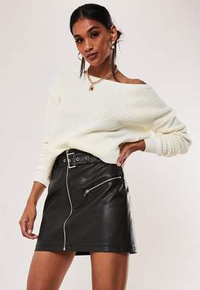 Missguided Petite Ivory Off Shoulder Knit Sweater