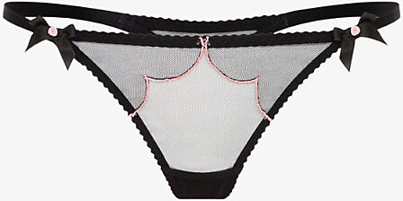 Agent Provocateur Womens Black/Pink Lorna High-Rise Mesh Thong S