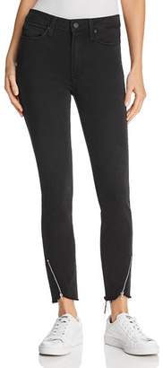 Paige Hoxton Ankle Peg Zip-Hem Jeans in Black Fog