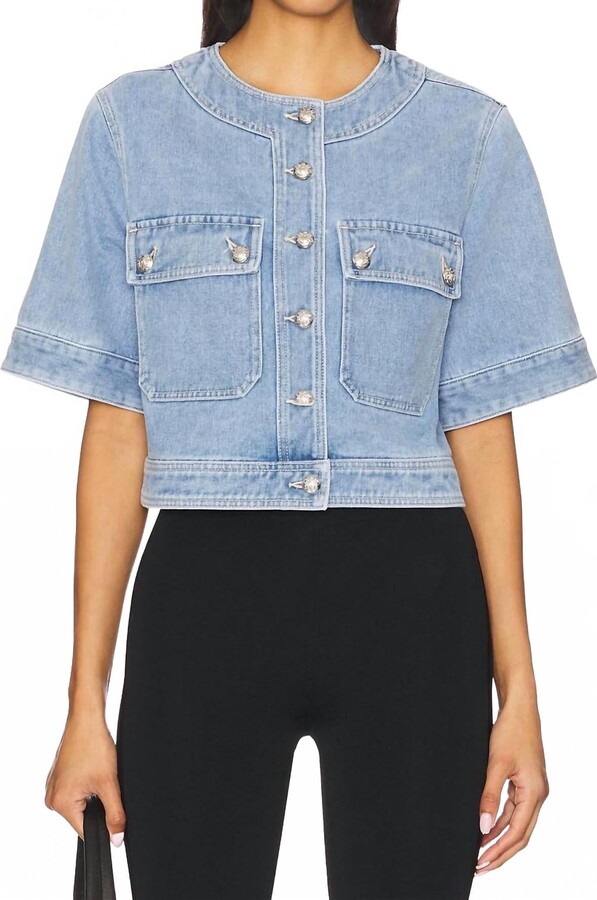 Veronica Beard Elias Short Sleeve Jacket In Silverwood Blue