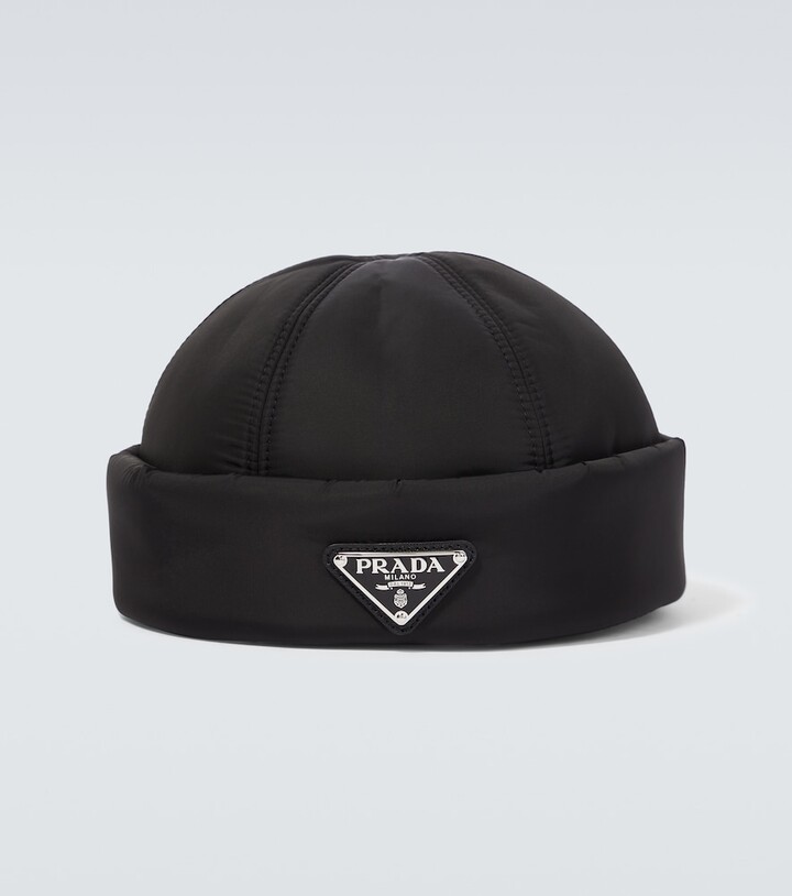 Prada Triangle Logo-plaque Nylon Beanie ShopStyle Hats