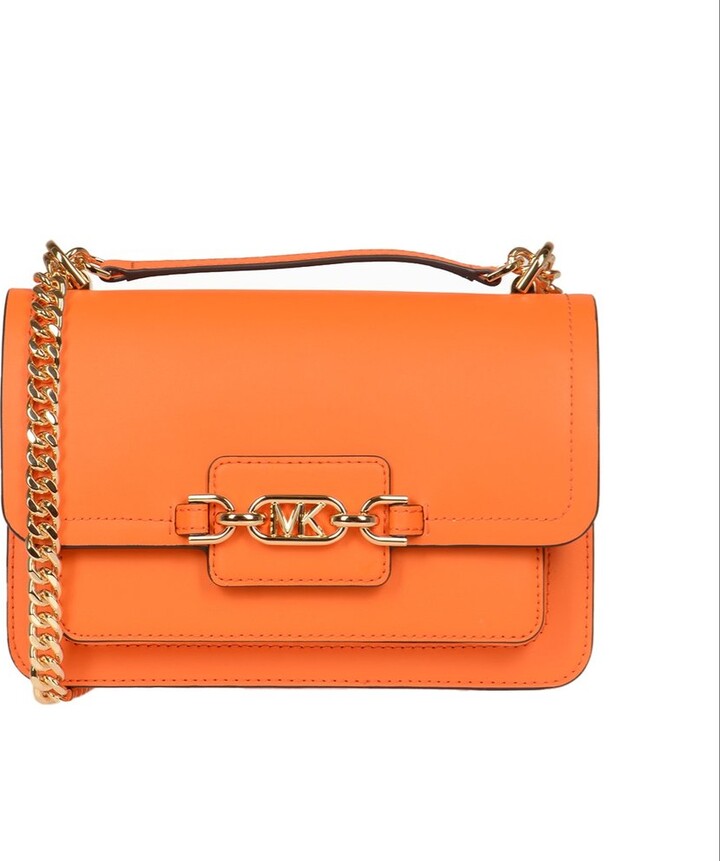 Michael Kors MERCER 30S7GM9M2L Women's Leather Handbag,Shoulder Bag Brown,Dark  Orange,Off-white