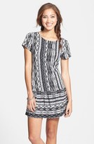 Thumbnail for your product : One Clothing Print Drop Waist Shift Dress (Juniors)
