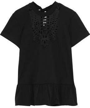 Markus Lupfer Ruffled Broderie Anglaise Cotton-jersey T-shirt