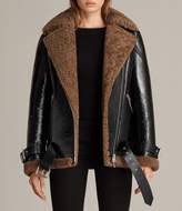 Thumbnail for your product : AllSaints Hawley Oversized Shearling Biker Jacket