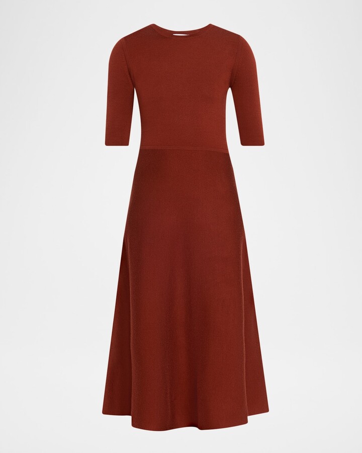 Gabriela Hearst Seymore Wool-Cashmere Short-Sleeve Midi Dress
